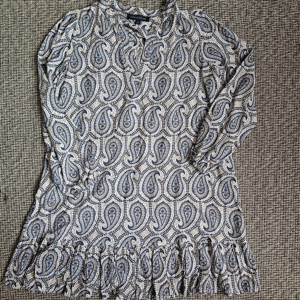 Paisley Print Long Sleeve Tunic Dress